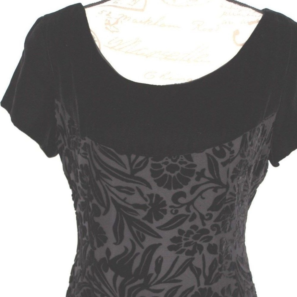 Liz Claiborne Maxi Black Dress Velveteen Size 10